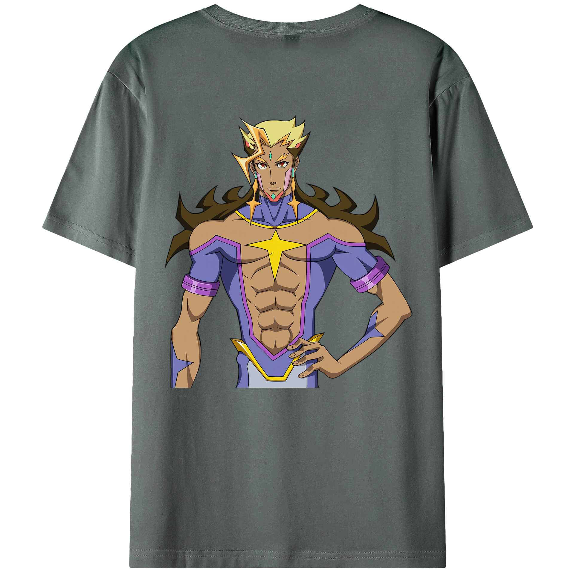 （画像用） 遊☆戯☆王 Yu-Gi-Oh! 綿100％ メンズ半袖Tシャツ（バックプリント） 通気性